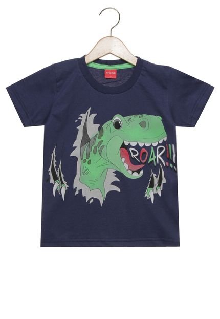 Camiseta Manga Curta Tricae Infantil Dinossauro Azul-Marinho - Marca Tricae
