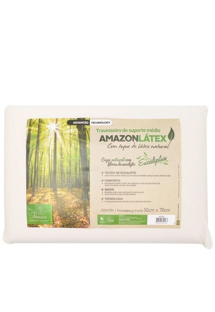 Travesseiro Fibrasca Amazon Látex Eucaliptus Médio Bege - Marca Fibrasca