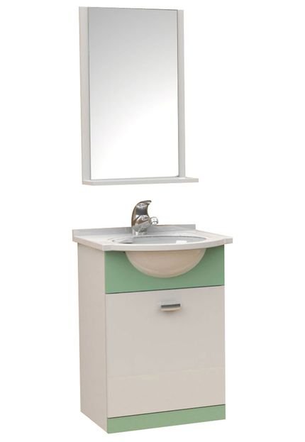 Kit Para Banheiro 3 Peças Sintético   Espelho Verde Tomdo - Marca Tomdo