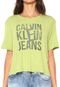 Camiseta Cropped Calvin Klein Jeans Estampada Verde - Marca Calvin Klein Jeans