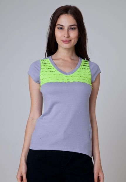 Blusa FiveBlu Renda Cinza - Marca FiveBlu