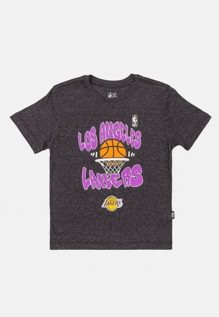 Camiseta NBA Juvenil Basket Los Angeles Lakers Preta Mescla - Marca NBA