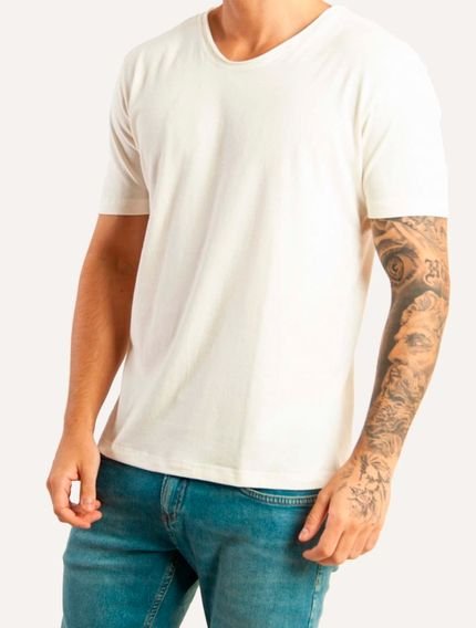 Camiseta King & Joe Masculina Slim Flex Lisa Off-White - Marca King & Joe