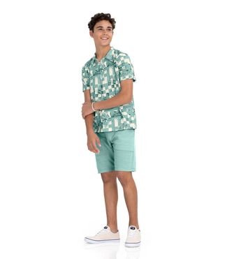 Camisa Juvenil Masculina Quadriculada Minty Verde