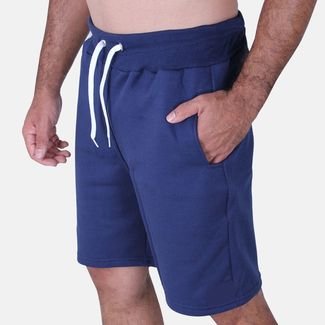 Bermuda Masculina Moletom Shorts Moleton Azul Marinho