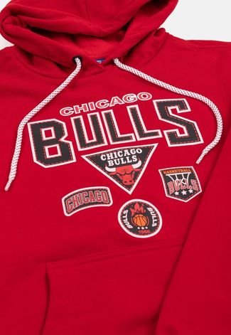 Moletom NBA Juvenil Patches Logo Chicago Bulls Vermelho
