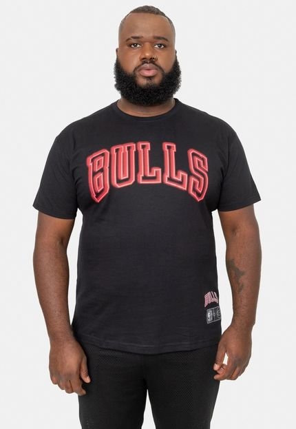 Camiseta NBA Plus Size Blur Logo Chicago Bulls Preta - Marca NBA