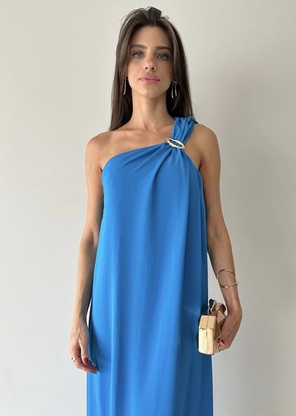 Vestido Azul Festa Metal Dourado - Marca Miesse