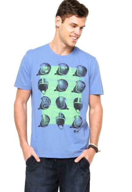 Camiseta Colcci Slim Estampa Azul - Marca Colcci
