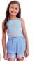 Conjunto Shorts Azul Bordado Infantil Petit Cherie 4 Azul - Marca Petit Cherie