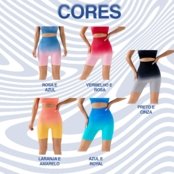 Shorts Feminino Cintura Alta Sem Costura e Flexível  Rosa e Azul - Marca Importado