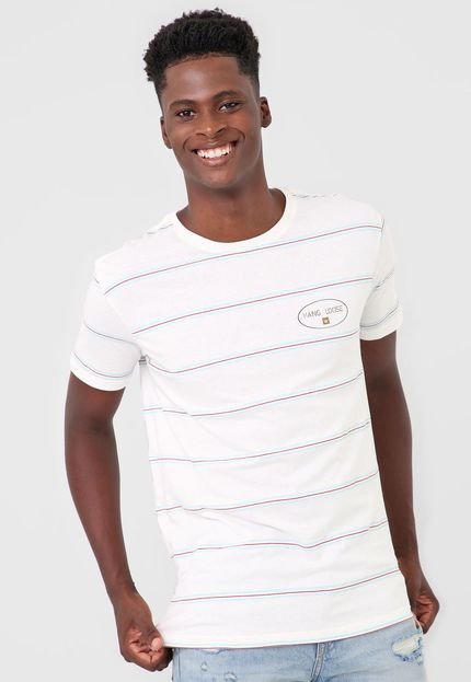 Camiseta Hang Loose  Soft Listrada Off-White/Azul - Marca Hang Loose