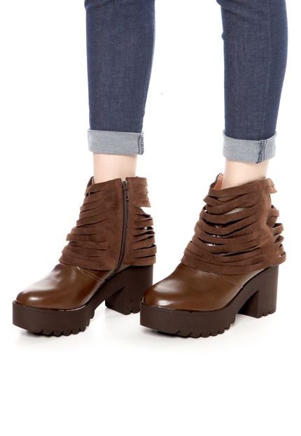 Bota Chunky DAFITI SHOES Giletada Marrom - Marca DAFITI SHOES