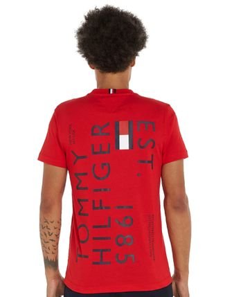 Camiseta Tommy Hilfiger Masculina Brand Love Small Logo Vermelha