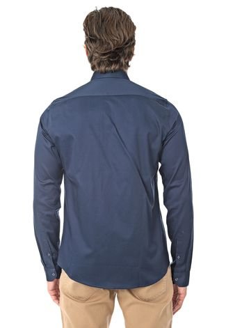 Camisa Acostamento Reta Lisa Azul-marinho