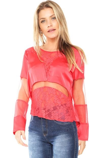 Blusa Zatana Renda Vermelha - Marca Zatana