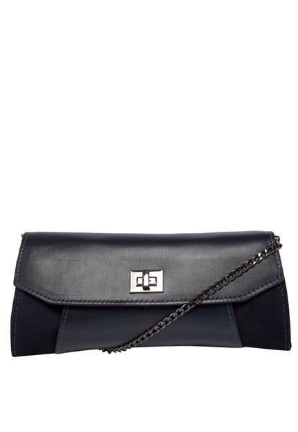 Clutch Couro Dumond Recortes Azul-Marinho - Marca Dumond