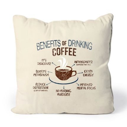 Almofada Coffee Benefits - Marca Studio Geek 