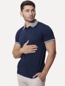 Polo Aramis Masculina Piquet Duplo Gola Jacquard Azul Marinho - Marca Aramis