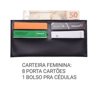 Kit Bolsa Feminina Transversal De Ombro   Carteira Alça Corrente Carmelo Shoes Preta