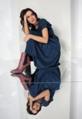 Vestido Midi Com Babados Azul Quintess - Marca Quintess