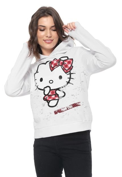 Moletom Flanelado Fechado Cativa Hello Kitty Estampado Branco - Marca Cativa Hello Kitty
