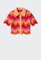 Camisa Tricot Mango Listrada Laranja - Marca Mango