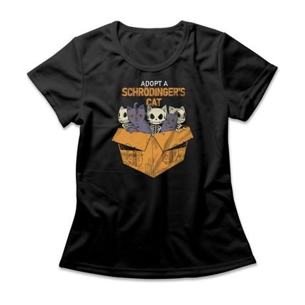 Camiseta Feminina Adopt A Schrödinger's Cat - Preto - Marca Studio Geek 