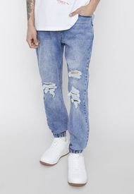 Jeans Jogger Roturas I Azul Medio  - Hombre