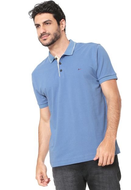 Camisa Polo Aramis Reta Pontilhada Azul - Marca Aramis