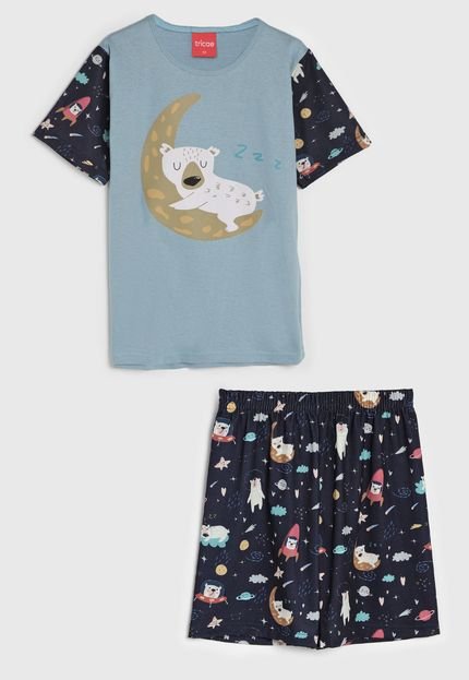 Pijama Tricae Curto Infantil Urso Azul - Marca Tricae