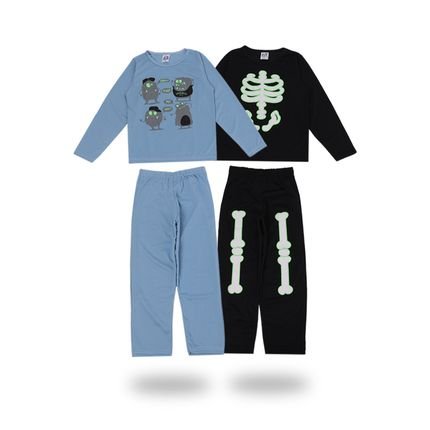 2 Conjuntos Pijama Infantil/Juvenil Menino Que Brilha No Escuro Primavera Verão - Marca CFAstore