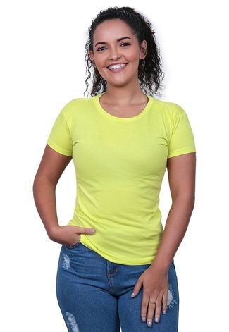 Camiseta Feminina Baby Look Viscolycra Techmalhas Amarelo
