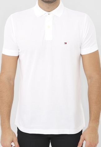 Camisa Polo Tommy Hilfiger Reta Logo Branca