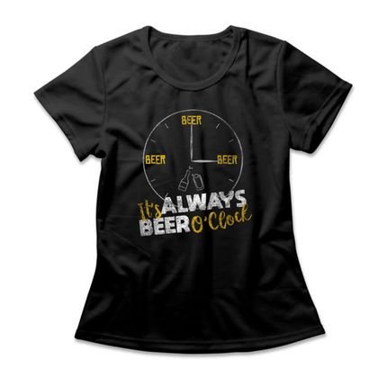 Camiseta Feminina Beer O' Clock - Preto - Marca Studio Geek 