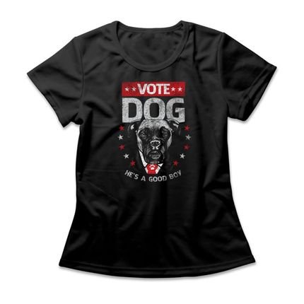 Camiseta Feminina Vote Dog - Preto - Marca Studio Geek 