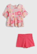 Conjunto 2pçs Manga Curta Elian Blusa E Short Rosa - Marca Elian