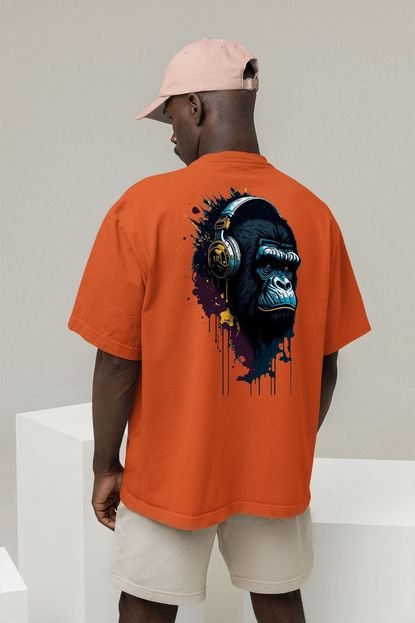 Camiseta Tshirt Masculina Dj Monkey - Laranja - Marca Genuine