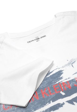 Camiseta Calvin Klein Kids Menino Estampa Branca