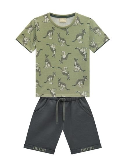 Conjunto Infantil Menino Camiseta   Bermuda Milon Verde - Marca Milon