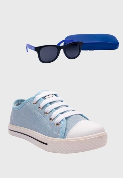 Kit Tenis Popstar Azul Bebe e Oculos de Sol Infantil Azul - Marca Pópidí