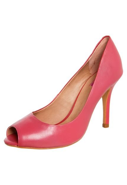Peep Toe Pink Connection Grund Couro Rosa - Marca Pink Connection