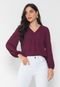 Blusa Intens Manga Longa Crepe Vinho - Marca Intens