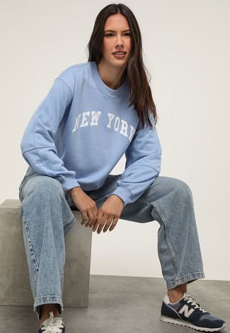Blusa de Moletom Fechada GAP New York Azul - Compre Agora