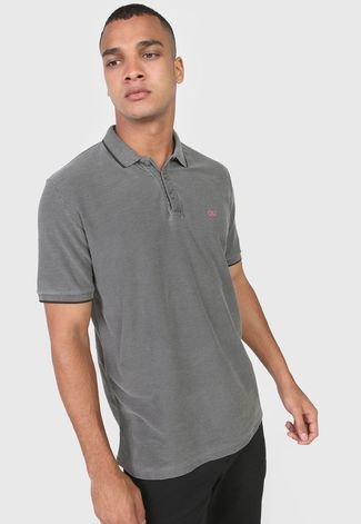 Camisa Polo Calvin Klein Reta Logo Cinza - Compre Agora