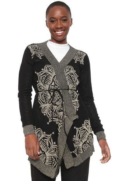 Cardigan Desigual Tricot Metalizado Preto - Marca Desigual