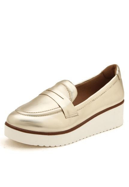 Mocassim Flatform Capodarte Pespontado Dourado - Marca Capodarte