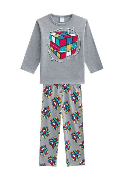 Pijama Infantil Menino Camiseta   Calça Kyly Cinza - Marca Kyly