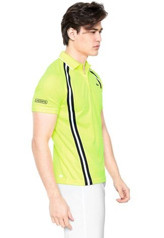 Camisa Polo Lacoste Listras Verde/Preta
