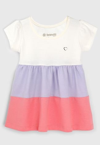Vestido Brandili Infantil Color Block Rosa/Roxo